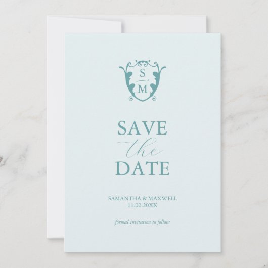 Einfache Monogramm blass Save the Date (Vorderseite)