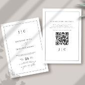 Einfache Monogramm & Border Silver Gray Wedding Einladung