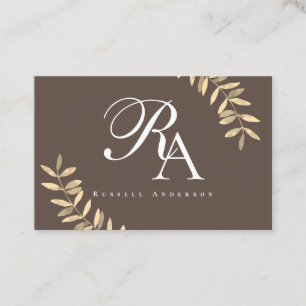 Einfache Monogramm Brown Visitenkarte