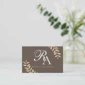 Einfache Monogramm Brown Visitenkarte (Stehend Vorderseite)
