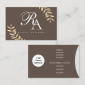 Einfache Monogramm Brown Visitenkarte (Vorne/Hinten)