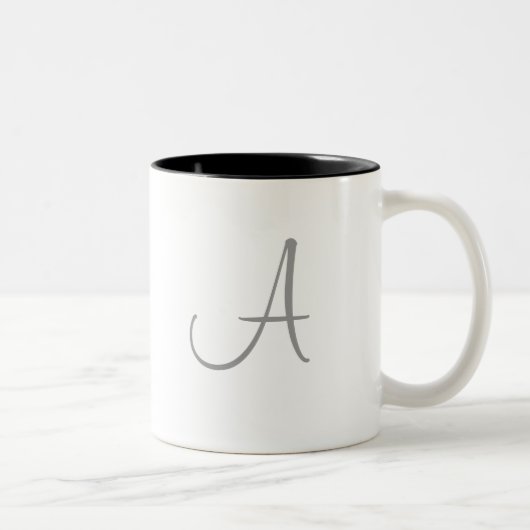 Einfache Monogramm-Buchstaben Initial Custom Perso Zweifarbige Tasse (Rechts)