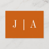 Einfache Monogramm-Couponbezeichnung Orange und We Begleitkarte (Rückseite)