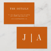 Einfache Monogramm-Couponbezeichnung Orange und We Begleitkarte (Vorne/Hinten)