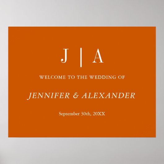 Einfache Monogramm-Couponbezeichnung Orange und We Poster (Vorne)