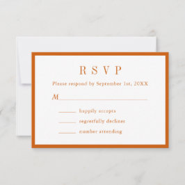 Einfache Monogramm-Couponbezeichnung Orange und We RSVP Karte
