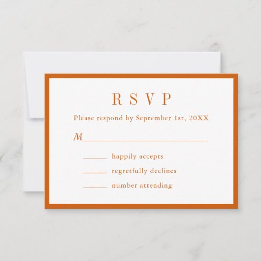 Einfache Monogramm-Couponbezeichnung Orange und We RSVP Karte (Vorderseite)