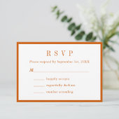 Einfache Monogramm-Couponbezeichnung Orange und We RSVP Karte (Stehend Vorderseite)