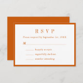 Einfache Monogramm-Couponbezeichnung Orange und We RSVP Karte (Vorne/Hinten)
