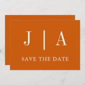 Einfache Monogramm-Couponbezeichnung Orange und We Save The Date (Vorne/Hinten)