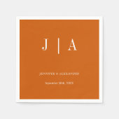 Einfache Monogramm-Couponbezeichnung Orange und We Serviette (Vorderseite)