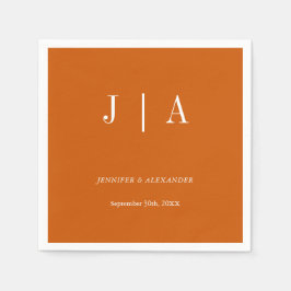 Einfache Monogramm-Couponbezeichnung Orange und We Serviette