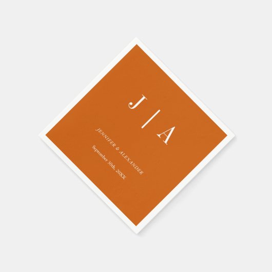 Einfache Monogramm-Couponbezeichnung Orange und We Serviette (Ecke)