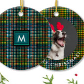 Einfache Monogramm des Karierten Tartan-Fotos Keramik Ornament