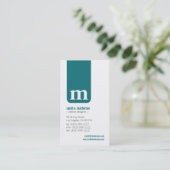 Einfache Monogramm Designer-Visitenkarte (aquamari Visitenkarte (Stehend Vorderseite)