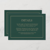 Einfache Monogramm Details Smaragdgrüne Hochzeit Begleitkarte (Vorne/Hinten)