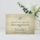 Einfache Monogramm | Details zum Vintagen Empfang Begleitkarte (Stehend Vorderseite)