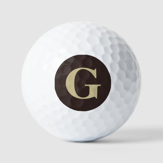Einfache Monogramm Dunkelbraun und Tan Golfball (Vorderseite)