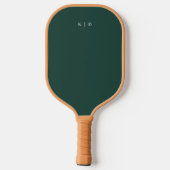 Einfache Monogramm Dunkelgrün Pickleball Schläger (Rückseite)