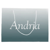 Einfache Monogramm | Editable Blue Gray Ombre Große Geschenktüte (Rückseite)