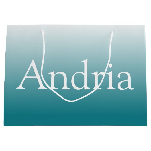 Einfache Monogramm | Editable Blue Green Ombre Große Geschenktüte (Vorderseite)