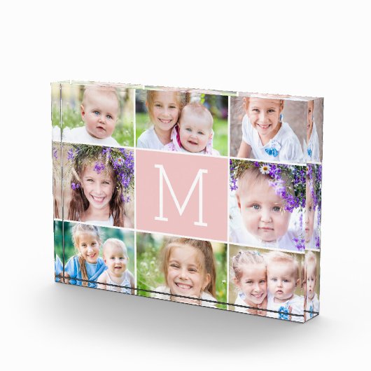 Einfache monogramm-EDITABLE-FARBEN-Akryllischer Fo Fotoblock (Rechts)