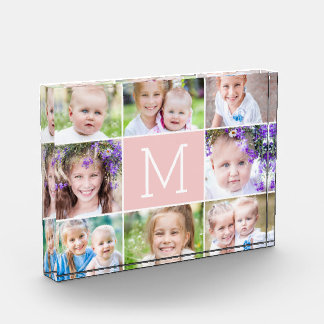 Einfache monogramm-EDITABLE-FARBEN-Akryllischer Fo Fotoblock