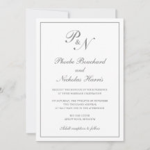 Einfache Monogramm Elegant Gray in einer Hochzeit