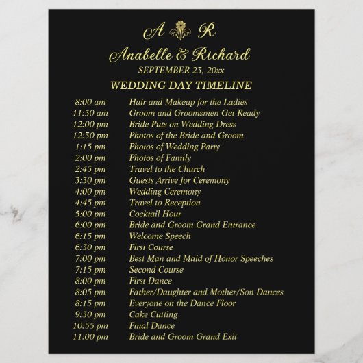 Einfache Monogramm Elegant Hochzeitzeitzeitschrift Flyer (Vorne)