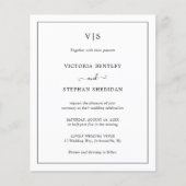 Einfache Monogramm Elegante Budget Hochzeit Einlad (Vorderseite)