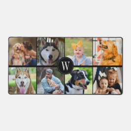 Einfache Monogramm-Familie Haustiere 8 FotoCollage Schreibtischunterlage