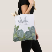 Einfache Monogramm Floral Blue Hydrangea-Blume Tasche (Von Nahem)