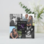 Einfache Monogramm-Foto Save the Date Karte 3 (Stehend Vorderseite)