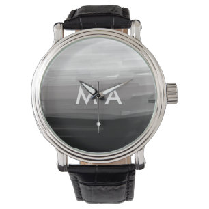 Einfache Monogramm fügen Sie den Namen Mann minima Armbanduhr