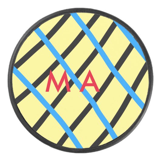 Einfache Monogramm fügen Sie den Namen Mann minima Eishockey Puck (Vorderseite)