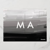 Einfache Monogramm fügen Sie den Namen Mann minima Folie Einladungspostkarte (Rückseite)