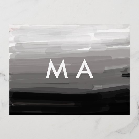 Einfache Monogramm fügen Sie den Namen Mann minima Folie Einladungspostkarte (Vorderseite)