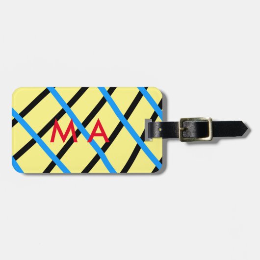 Einfache Monogramm fügen Sie den Namen Mann minima Gepäckanhänger (Vorderseite horizontal)