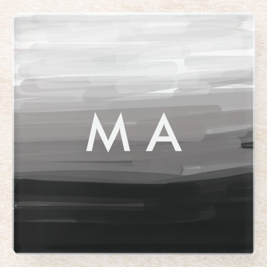 Einfache Monogramm fügen Sie den Namen Mann minima Glasuntersetzer (Vorderseite)