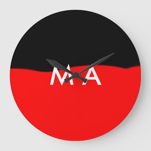 Einfache Monogramm fügen Sie den Namen Mann minima Große Wanduhr (Vorderseite)