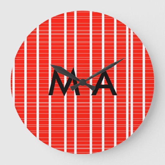 Einfache Monogramm fügen Sie den Namen Mann minima Große Wanduhr (Vorderseite)