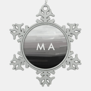 Einfache Monogramm fügen Sie den Namen Mann minima Schneeflocken Zinn-Ornament