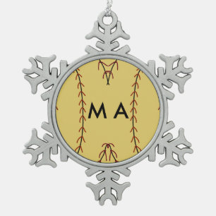 Einfache Monogramm fügen Sie den Namen Mann minima Schneeflocken Zinn-Ornament