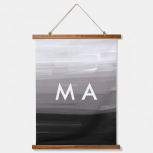 Einfache Monogramm fügen Sie den Namen Mann minima Wandteppich Mit Holzrahmen