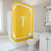 Einfache Monogramm für Gelb- und Weißgriechisch Duschvorhang (Beispiel)