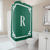 Einfache Monogramm für Hunter Green und White Grie Duschvorhang (Beispiel)