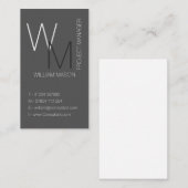 Einfache Monogramm-Graue Berufliche Visitenkarte (Vorne/Hinten)