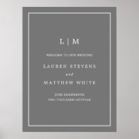 Einfache Monogramm Gray Elegant Begrüßung
