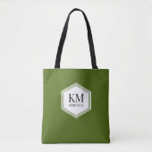 Einfache monogramm-grüne, moderne Personalisierte Tasche (Vorderseite)