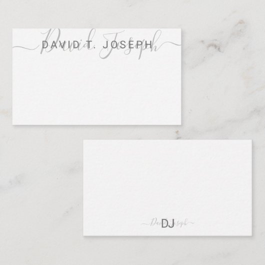 Einfache Monogramm handgeschriebenes Minimalistisc Mitteilungskarte (Vorne/Hinten)